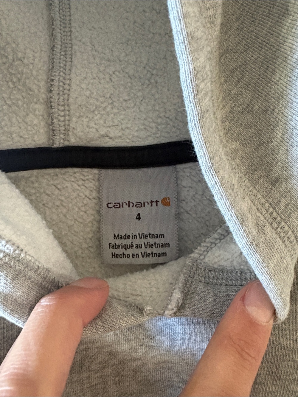Carhartt Kids Grey Hooded Pullover with Logo - Picture 2 of 3